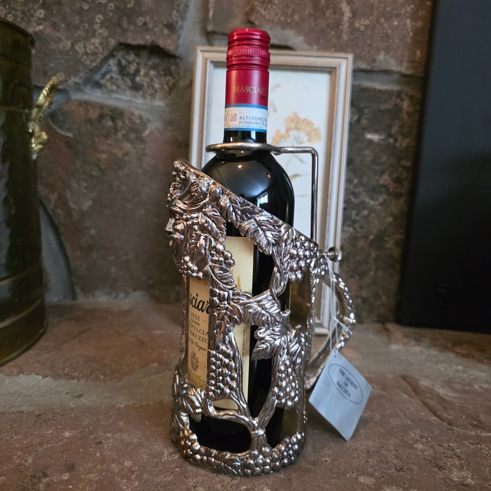 Vintage Godinger Bacchus Silver Plated Wine Bottle Holder Grapevine Decanter